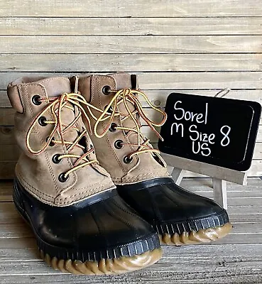 Mens Sorel Cheyenne II Chipmunk Brown Leather Waterproof Winter Boots Size 8 D • $39.99