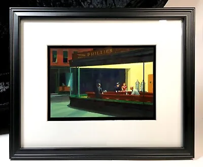 Edward Hopper Nighthawks Art Framed Print 9x11 Late Night Cafe Coffee Shop • £27.91