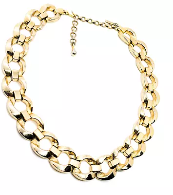 Monet Signed Vintage Gold Toned Book Chain Linked Necklace • $40.50