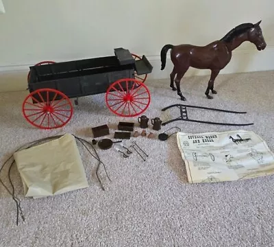 Vtg 1973 Marx Johnny West Adventure Covered Wagon Horse & Camping Accessories  • $129