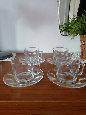 £11.50 • Buy Vintage French Arcoroc Thumb Print Cups And Saucers X 4