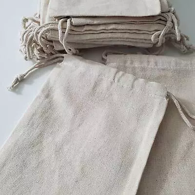 Canvas Cotton Double Drawstring Thick Reusable High Quality Storage Muslin Bags • $34.99