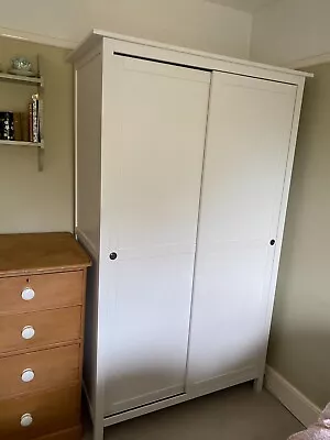 Ikea Hemnes White Sliding Door Double Wardrobe • £75