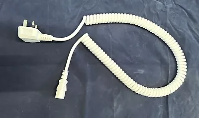 650mm White PVC Coiled Kettle Lead UK Mains Power Plug To IEC C13 • £18.95