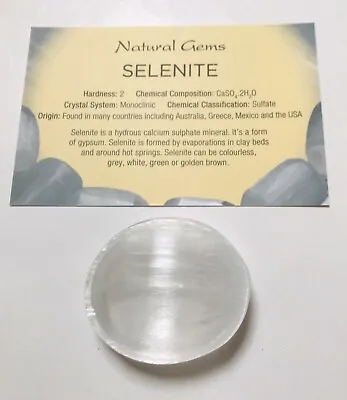 £4.50 • Buy Selenite Indented Thumbstone With Organza Bag And Crystal Card