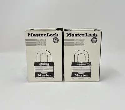 Lot Of 2 Master Lock Commercial Grade Hardened Steel Padlock Pad Lock SAME KEYS • $19.95