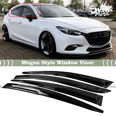 Fits 2014-2018 Mazda 3 Jdm 3d Wavy Mugen Style Window Visor Rain Guard Defecltor • $26.99
