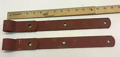 2 Vintage 15'' Farm Barn Door Gate Hand Forged Strap Hinges Great Red Patina • $25