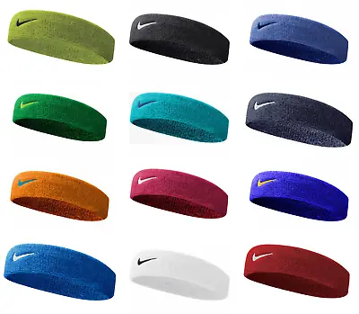 Nike Swoosh Headband NEW Tennis Squash Badminton Gym Sweat Bands Black Blue   • $14.79