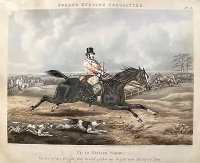 1850 Antique Print; Fores's Hunting Casualties - Up To Sixteen Stone - H. Alken • £29.99