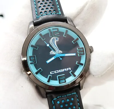 FORD COBRA 3D Sky Blue Dial Rally Band 8.5  RARE MEN'S CHARACTER WATCH M-34 • $74.99