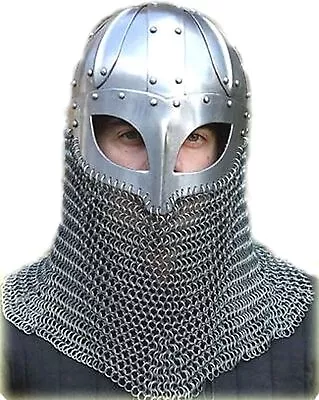 Historial Medieval Viking Helmet Battle Armor+18G Steel • £58.85