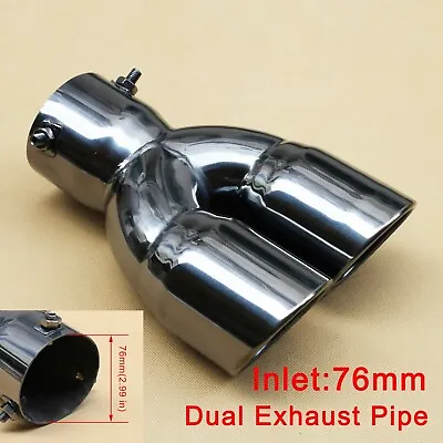 76mm 3 Inch Caliber Auto  Dual Outlet Tail Rear Pipe Exhaust Muffler Cover Parts • $40.39