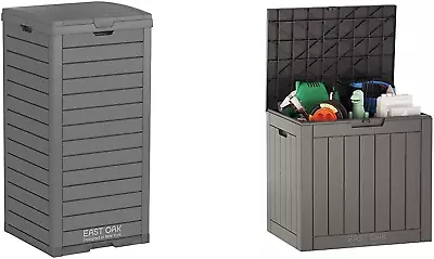 31 Gallon Outdoor Trash Can Grey & Deck Box 31 Gallon Indoor And Outdoor Stora • $159.57
