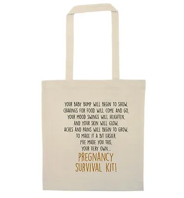 Pregnancy Survival Kit Tote Bag Baby Shower Pregnant Mummy To Be Gift Fun 250 • £8.99