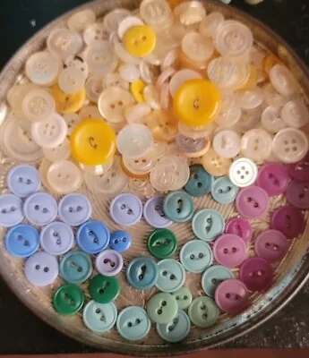 Lot Fancy Vintage Bakelite Lucite  Art Deco Mix Buttons Blue Pink WhiteTones • $16.47