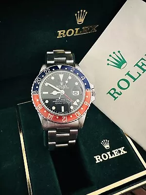 Vintage 1970 Rolex GMT Master Pepsi Ref. 1675 Long E Dial 40mm  ~ Box & Papers • $21995