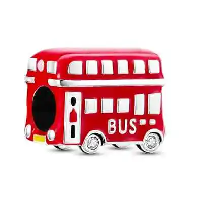 Bus Double Decker Bus London Bus Charm Bead 925 Sterling Silver • £14.95
