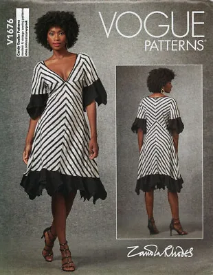 Vogue Sewing Pattern V1676 Zandra Rhodes Bias Cut Dress Deep V-Neck Sizes 14-22 • $7.15
