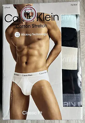 Calvin Klein - Men’s Cotton Stretch Premium Briefs - 3 Pack - XL (36 -39 Inch) • $28.85