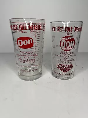 Pair Of Vintage Edward Don & Co Measuring Glasses / Salesmen Handouts? Great  • $22.50