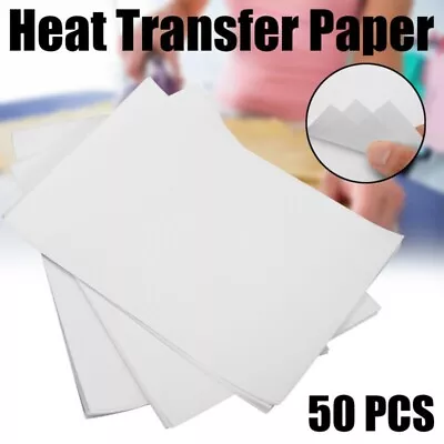 50pcs A4 Heat Thermal T-shirt Printing White Transfer Paper For Ink Jet-Printer • $23.82