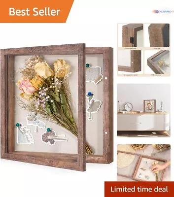 Rustic Memory Display Case - 11x11 Shadow Box Frame For Photos Medals & More • $30.38