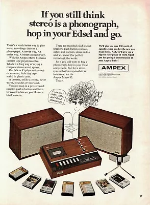 Vintage 1968 Ampex Micro 85 Stereo Tape Player Recorder Ad - Hop In Your Edsel  • $14.95