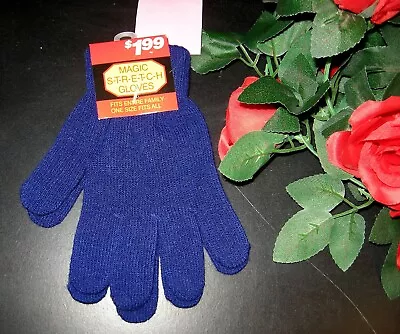 Magic Unisex Warm & Stretchy Winter Gloves 1 Pair Navy • $1.99