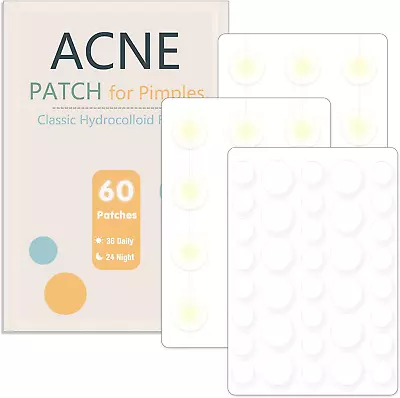 60X Acne Spots Patches 8Mm-12Mm Hydrocolloid Dressing Dots Spots Pimple Patches • £4.99