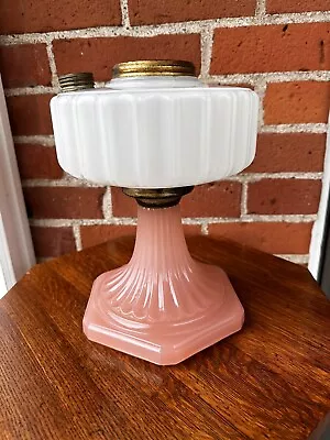 Antique Aladdin 1936 Corinthian B-126 Rose Moonstone Base Kerosene Oil Lamp • $107.50