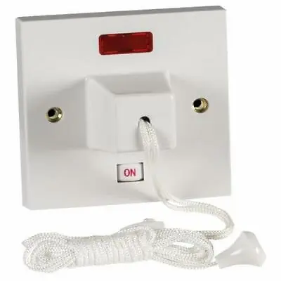 £13.99 • Buy Shower Ceiling Pull Cord Electrical Switch, 45 Amp Double Pole With Neon Light