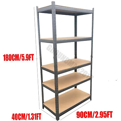 Garage Shed 5 Tier Racking Storage Shelving Units Boltless Heavy Duty Shelves • £37.54