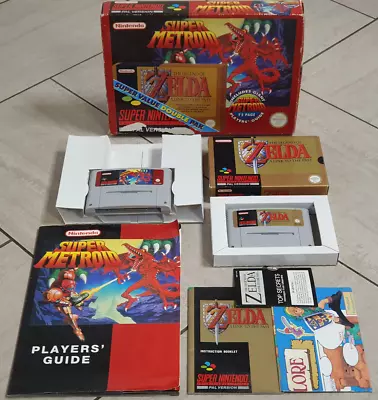 Super Metroid & Zelda Combo Double Pack For Super Nintendo SNES Rare & Complete • £590