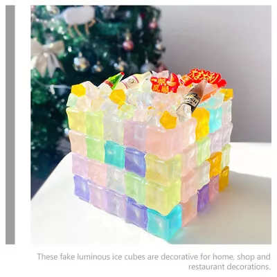  30 Pcs Luminous Ice Cubes Acrylic Chunks Fake For Decoration Reusable Fish Tank • £10.89