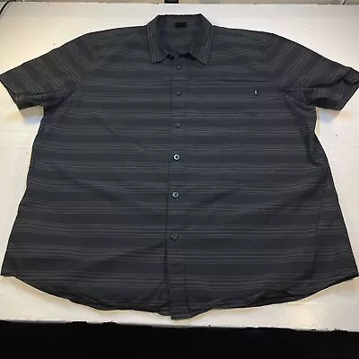 OAKLEY BUTTON FRONT SHORT SLEEVE SHIRT Mens 2XL XXL Black Striped  • $14.99