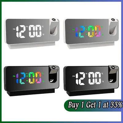 £13.59 • Buy Digital LED Projection Alarm Clock Temperature Date Snooze Ceiling Projector NEW