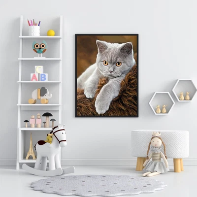 $13.74 • Buy 5D DIY Full Round Drill Diamond Painting Cat Art Mosaic Kit 30x40cm (FH641)