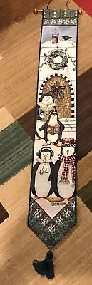 £16.80 • Buy Bell Pull Tapestry Wall Hanging Debbie Mumm Winter Penguins Igloo Tassel