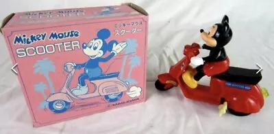 Vintage Mickey Mouse Red Scooter Wind- Up Toy Figure 1982 Masudaya Japan Disney! • £68.11