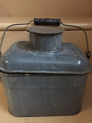 Antique Enamel Coal Miners Lunchbox/Pail  Cream City  Vintage Collectable • $85