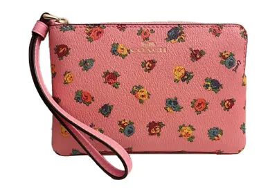 NWT Coach Corner Zip Wristlet With Mini Vintage Rose Print CA716 Wallet • $38.99