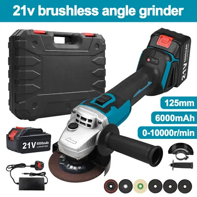 £49.99 • Buy 21V Cordless Angle Grinder Polishing Brushless Cutter W/ Battery +Charger +Discs