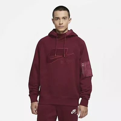 Nike Sportswear Block Futura Hoodie CU3797-638 Beetroot Maroon Burgundy NSW  • $79.99