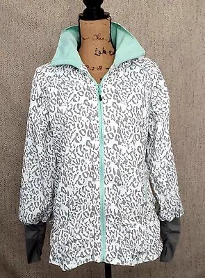 MPG Jacket Womens M Gray Green Mondetta Performance Gear Leopard Print Full Zip • $14.99