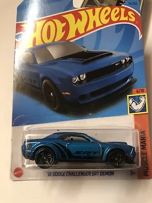 Hot Wheels '18 Dodge Challenger SRT Demon Metallic Blue #151 - 2023 Muscle Mania • $2.99