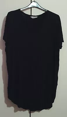 Ladies Primark Black Longline Top With Curved Hem 22-24 • £6