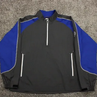 FootJoy Jacket Mens Large Gray Blue Sport Windshirt Pullover Water Resistant • $33.59