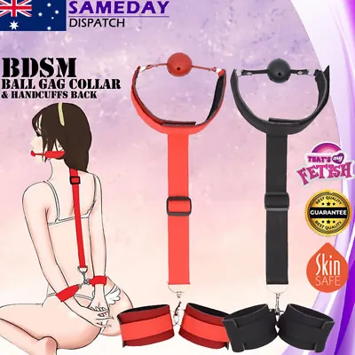 Bondage Kit Mouth Gag Collar Handcuffs BDSM Back Restraints Fetish Adult Sex Toy • $19.95