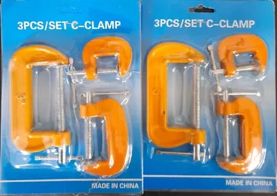 2x 3pcs C G Clamp Clamps 1   2  3  Woodworking Metalwork Bench Vice Grip To#80 • $12.90